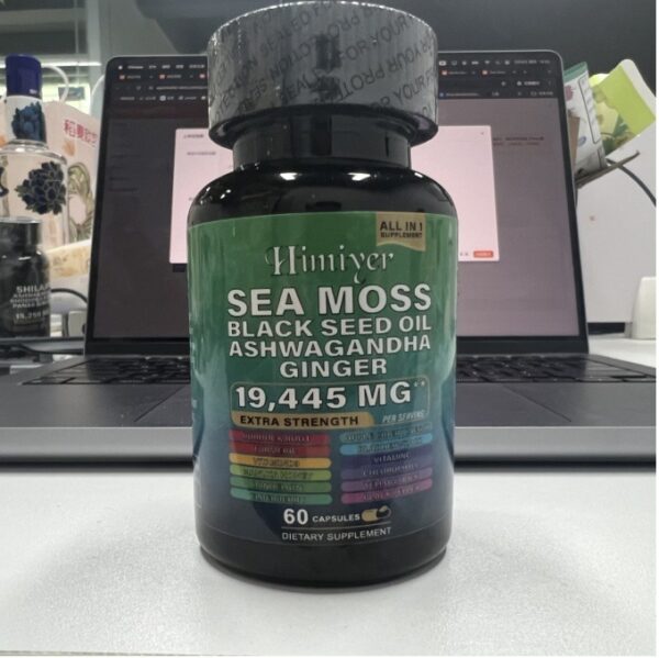 Sea Moss 7000mg Black Seed Oil 4000mg Ashwagandha 2000mg Turmeric 2000mg Bladderwrack 2000mg Burdock 2000mg & Ginger Vitamin C Vitamin D3 With Elderberry Manuka Dandelion Yellow Dock Chlorophyll ACV - Image 5