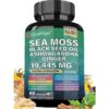 GlowVigor Sea Moss 7000mg Black Seed Oil 4000mg Ashwagandha 2000mg Turmeric 2000mg Bladderwrack 2000mg Burdock 2000mg & Ginger Vitamin C Vitamin D3